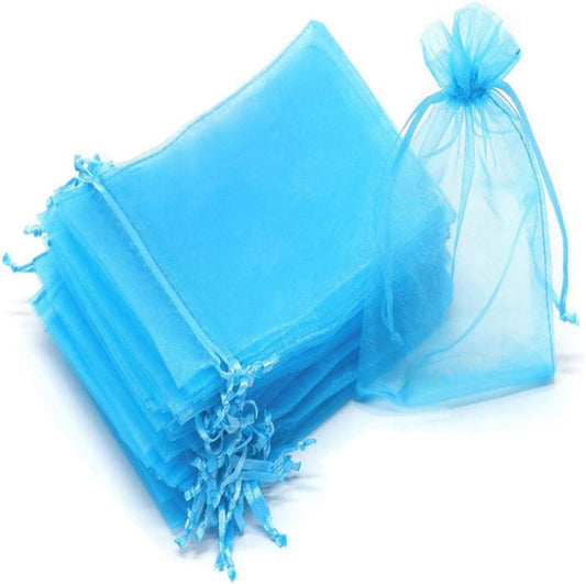 Bolsas Bolsitas De Organza Sorpresitas Souvenirs Pack X50 Medidas 7x9cm CELESTES