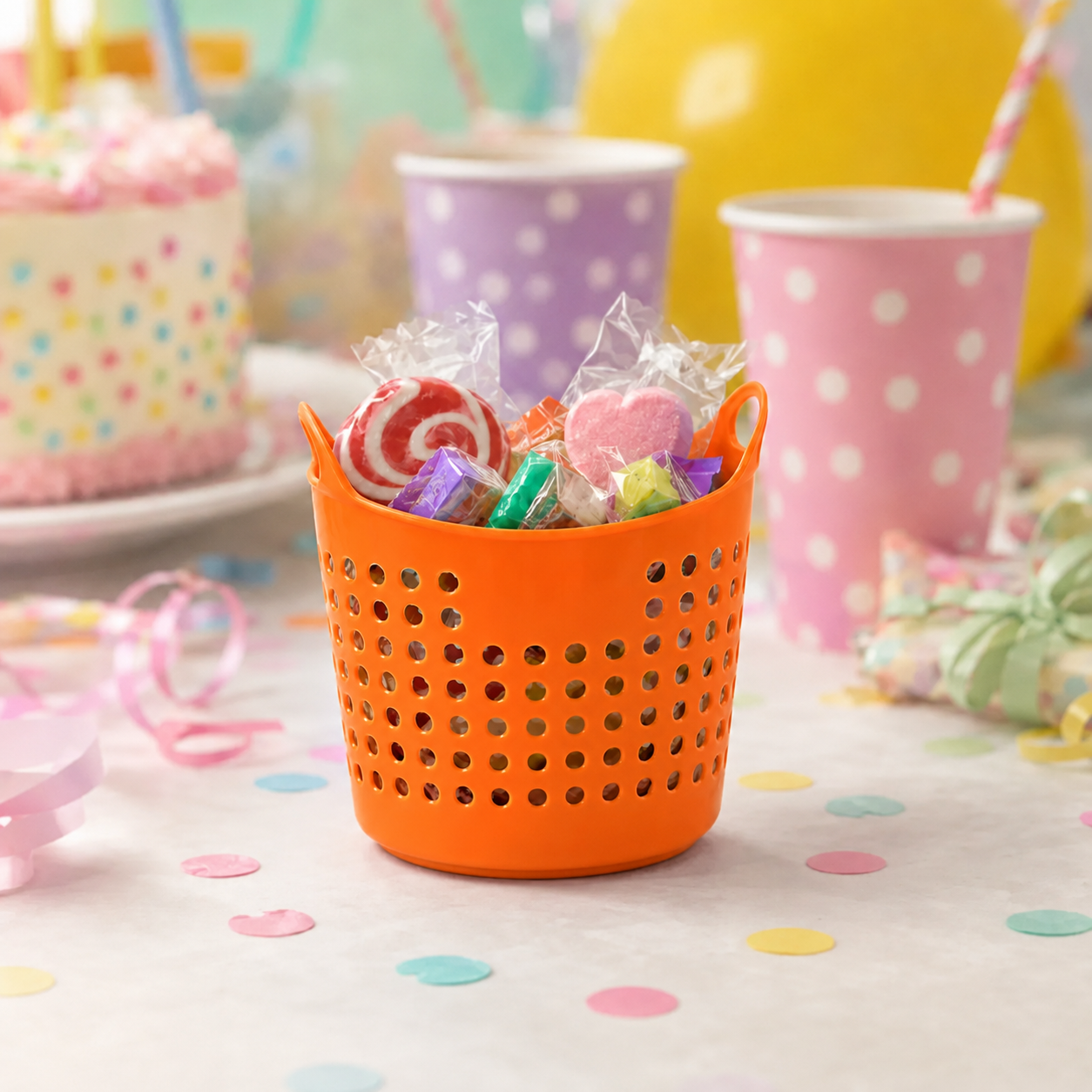 Canastita Plastica Souvenir Sorpresitas Multiuso X 10 Un Naranja