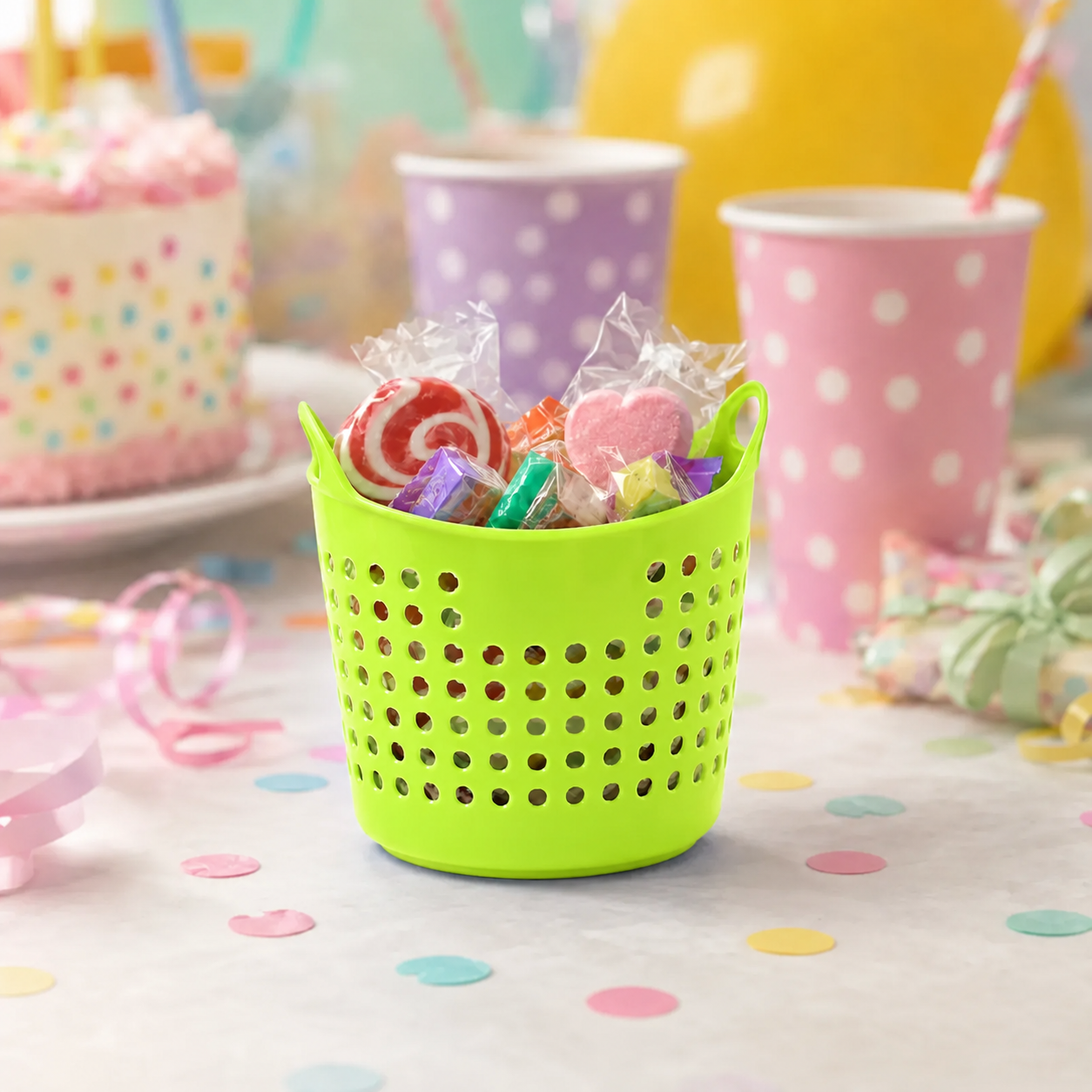 Canastita Plastica Souvenir Sorpresitas Multiuso X 10 Un Verde Manzana