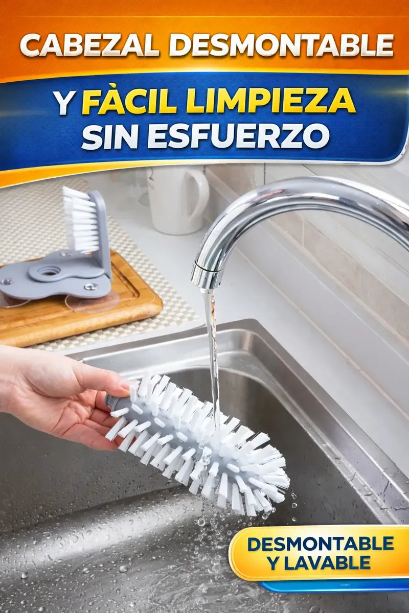 Cepillo Limpia Vasos Botellas Con Ventosas Facil Instalacion