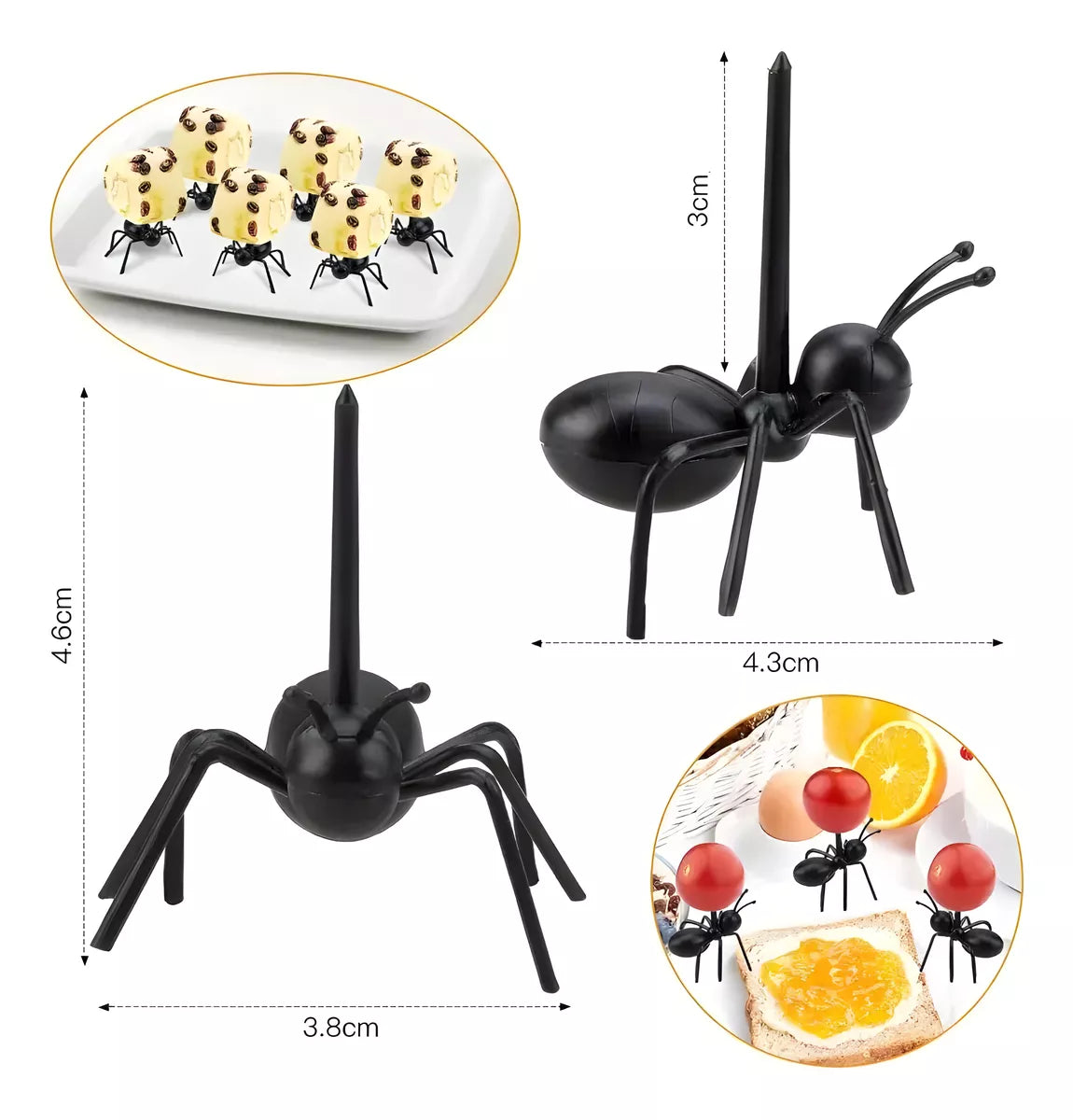 Tenedores De Postre Reutilizables Forma Hormiga Plástica 12u