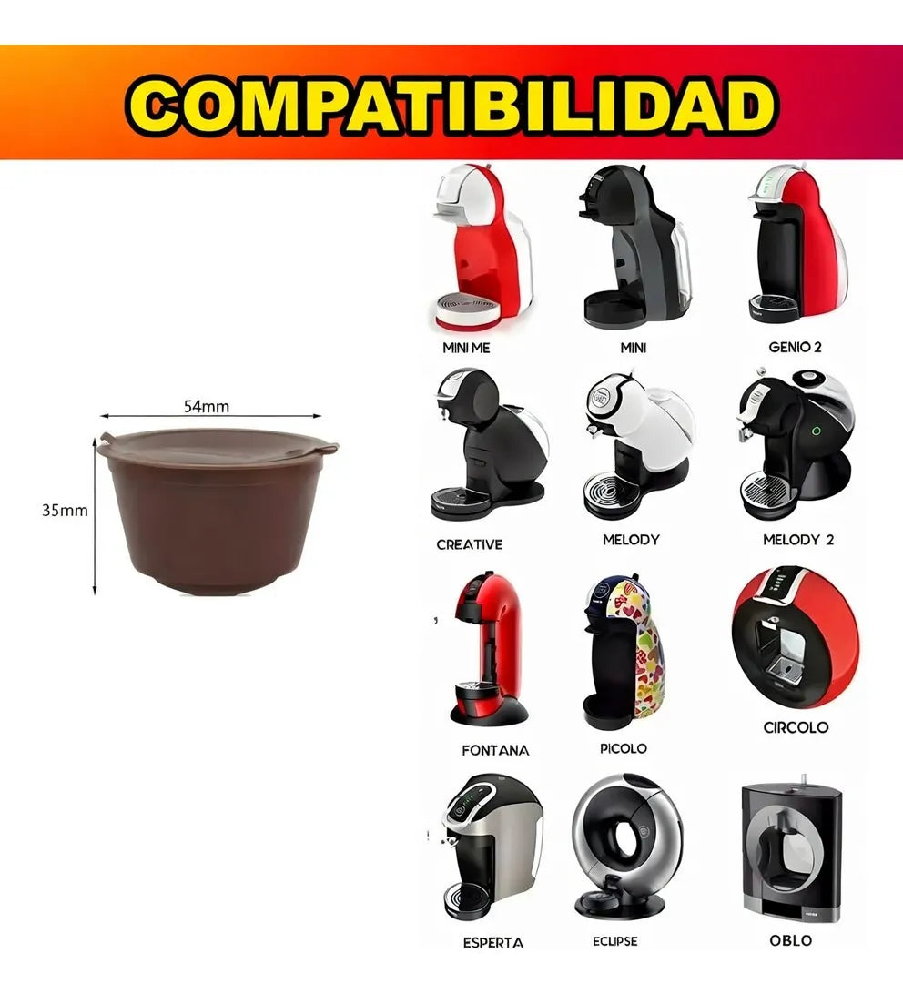Capsulas Reutilizables Maquinas Dolce Gusto Café X3 unidades + cuchara y cepillo