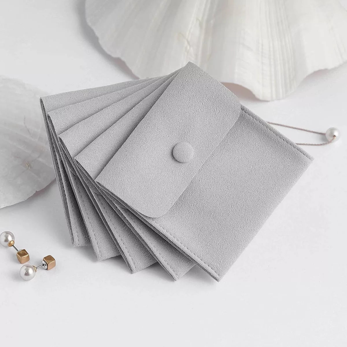 Bolsita Estuche Terciopelo Alhajas Joyeria Souvenir X10un GRIS