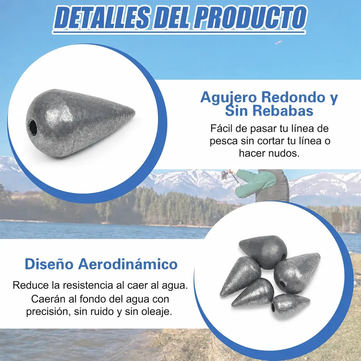 Set Plomadas En Estuche Giratorio Pesca Caña Tararira Rio
