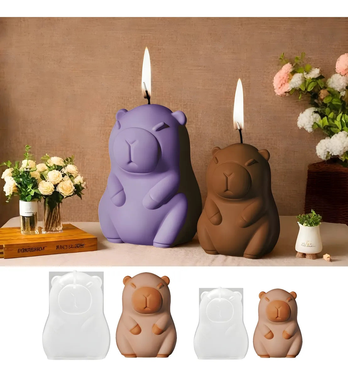 Molde Silicona Capibara Carpincho Souvenir Velas Yeso Resina