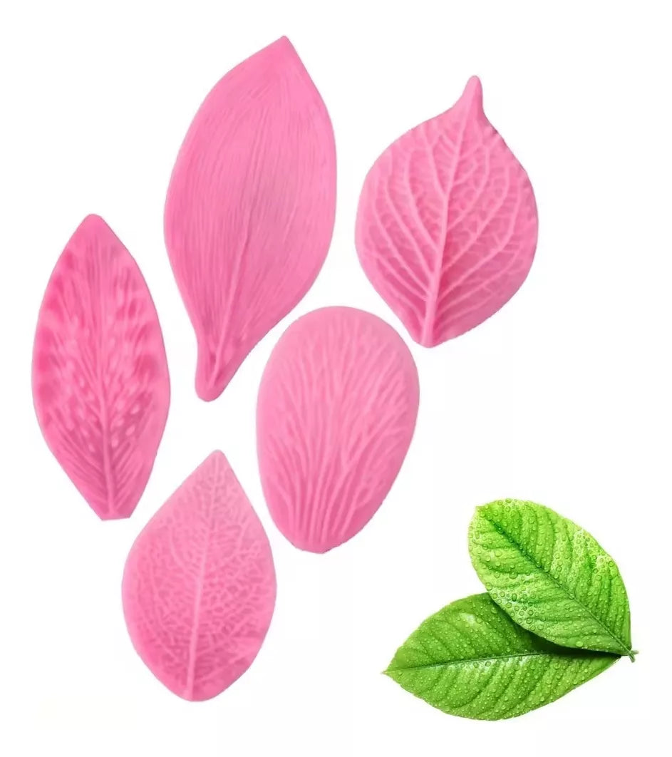 Set Molde Silicona Hojas Para Fondant Decoración De Tortas R-008