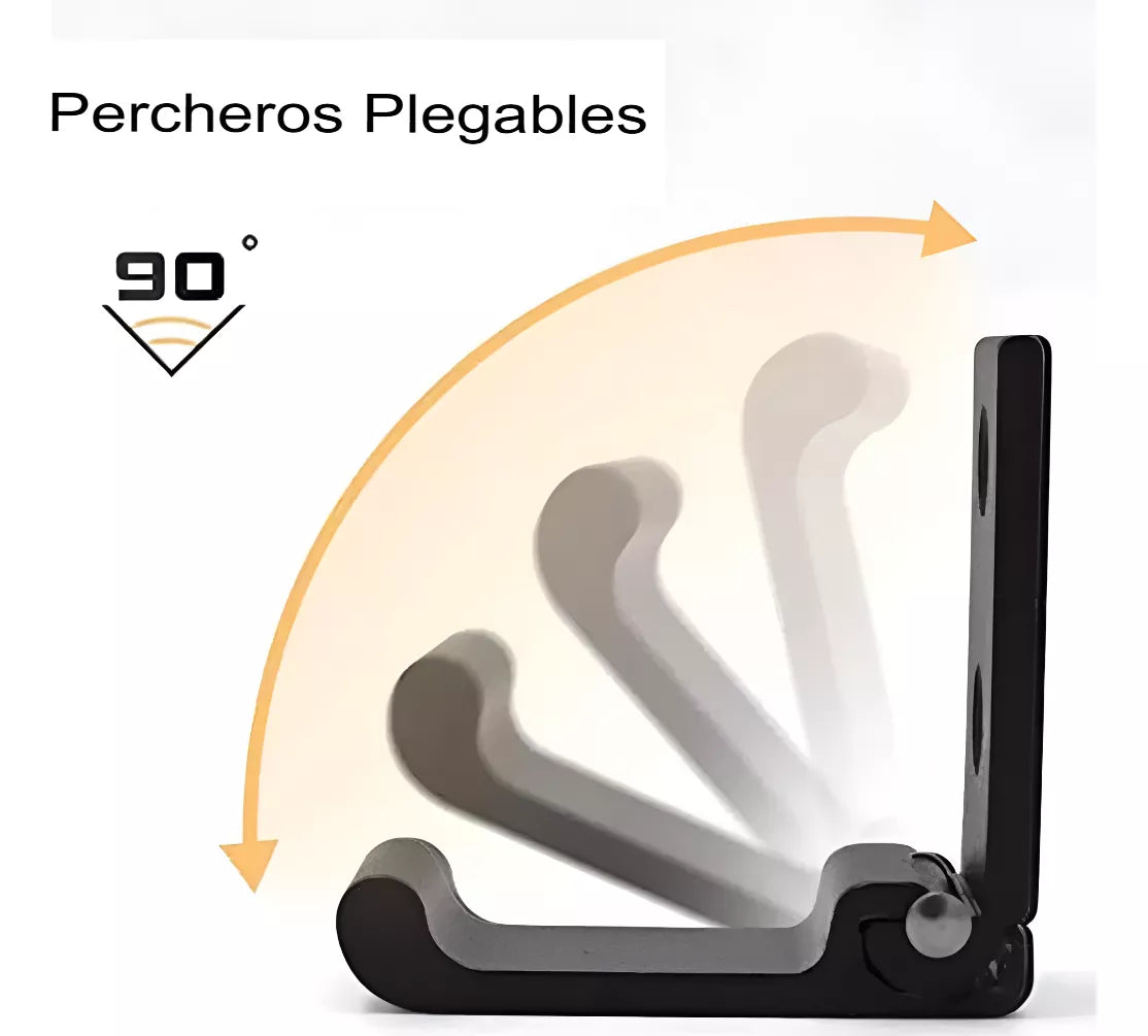 Set X2 Gancho De Pared Perchero Varios Colores Plegable NEGRO