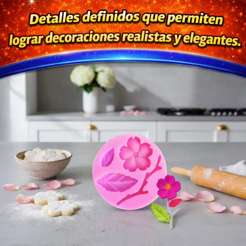 Molde De Silicona Ramas Y Flor R-030