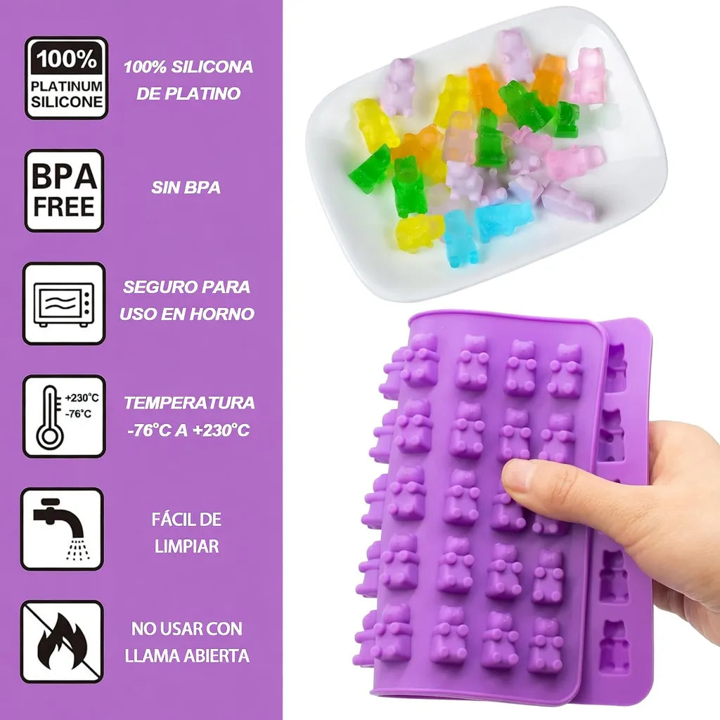 Molde De Silicona Para Gomitas O Bombones Ositos 50 Cavidad