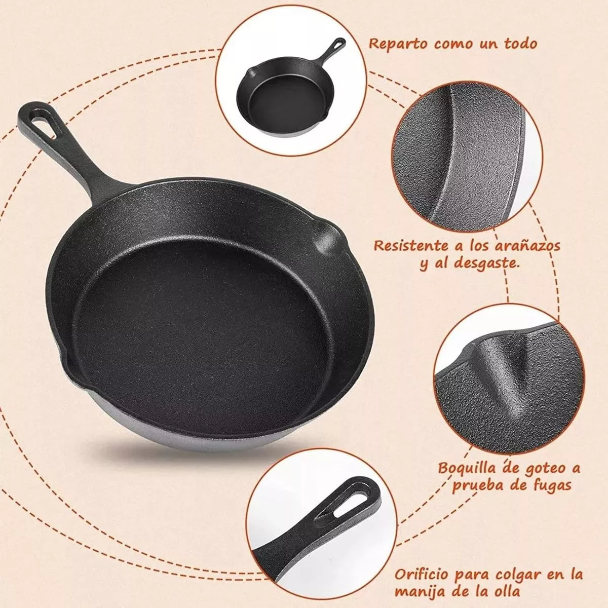 Sarten Queso Provolonera De Hierro Fundido Parrilla 14cm