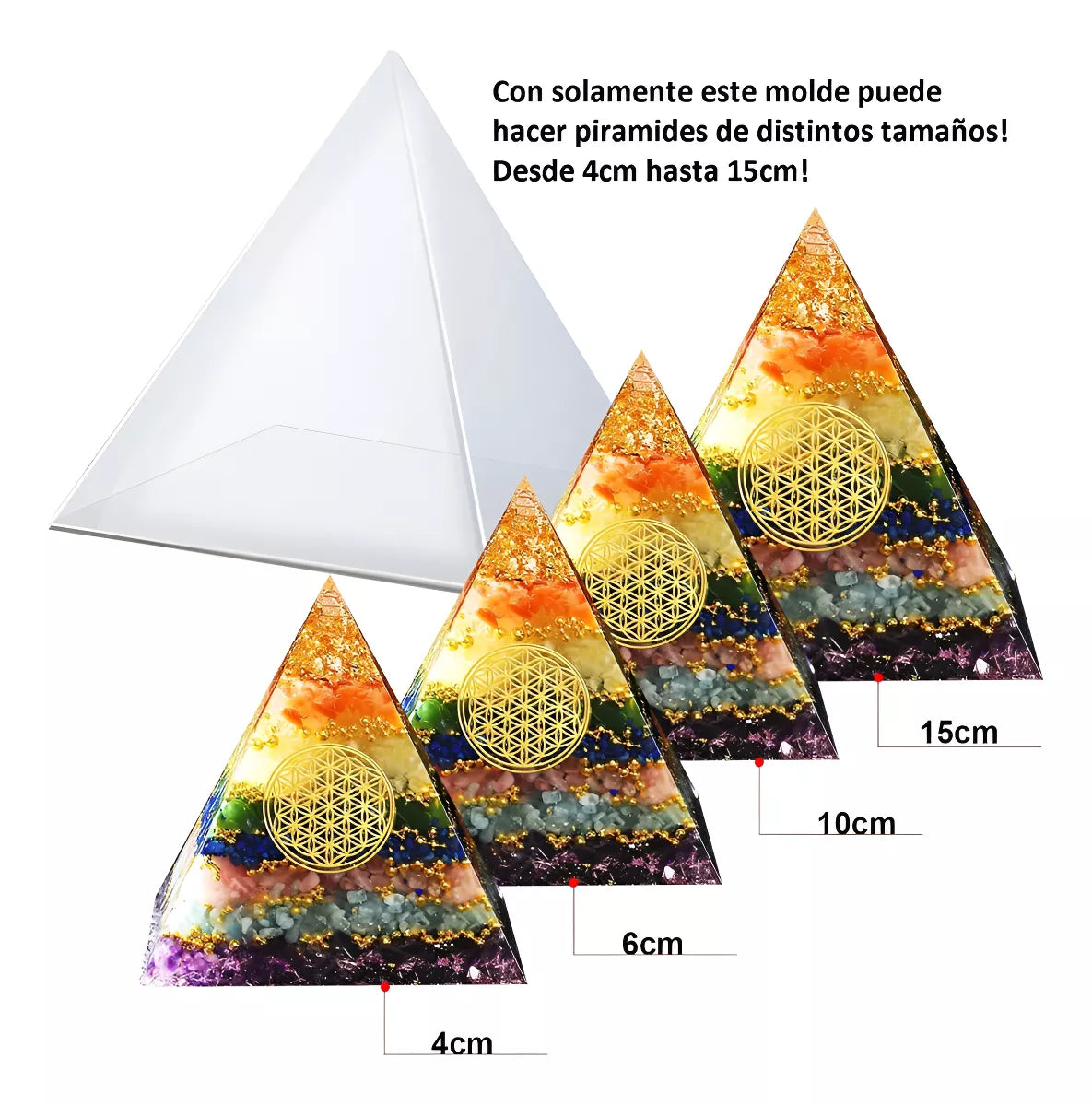 Molde De Silicona Pirámide Resina Epoxi 15cm Reutilizable