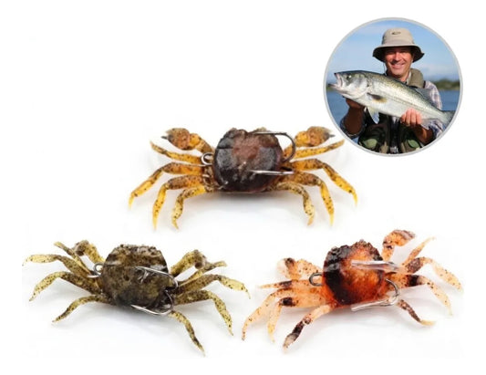 Pack X3 Cangrejos Senuelos Con Anzuelo Carnada Para Pesca