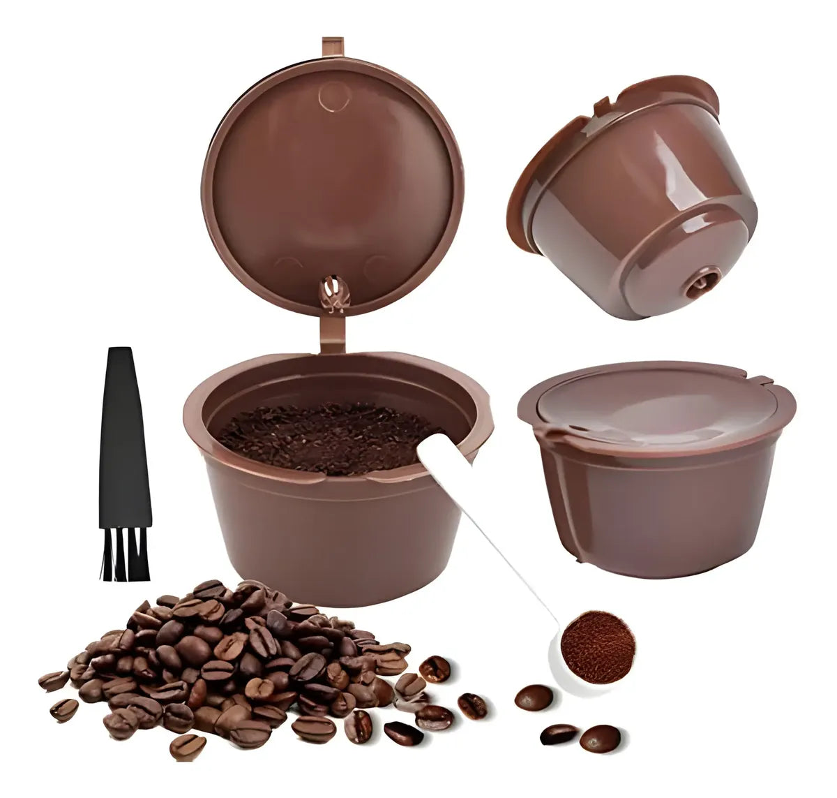 Capsulas Reutilizables Maquinas Dolce Gusto Café X3 unidades + cuchara y cepillo