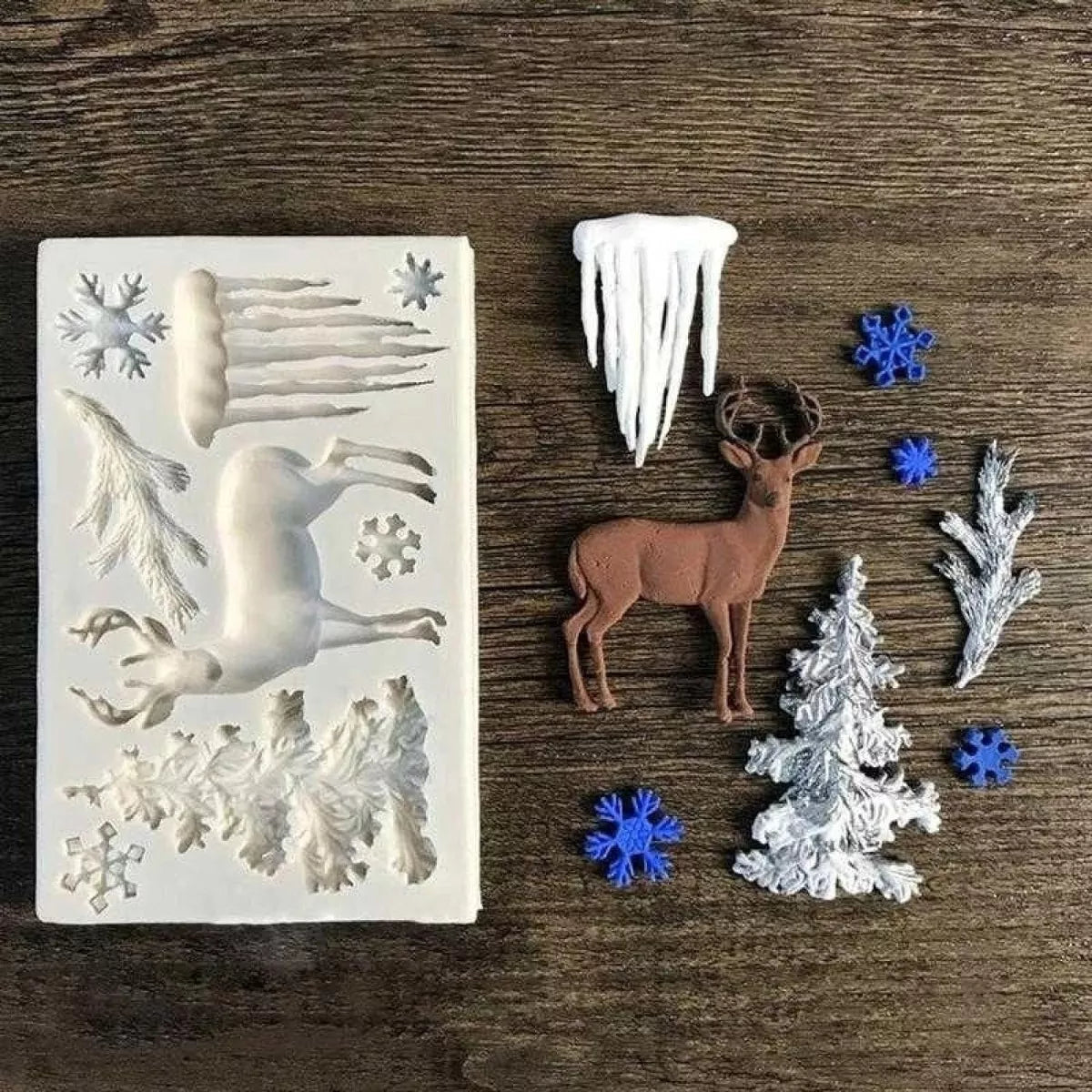Molde De Silicona Reno Nieve Navidad Decoracion De Tortas R-058