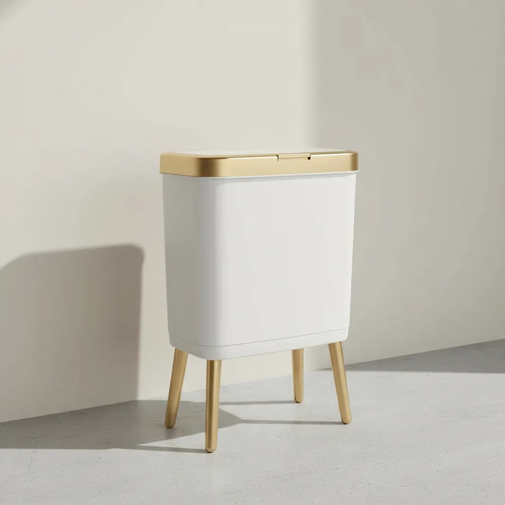 Papelera Moderna Abre Facil Ideal Dormitorio Capacidad 15lt Blanca