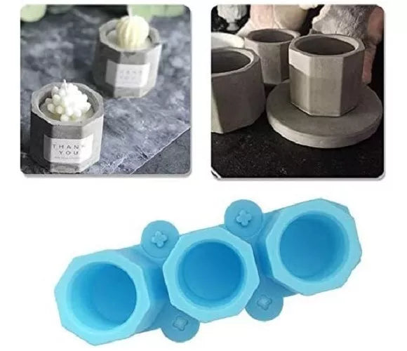 Molde De Silicona Para hacer Macetas Forma Octogonal ideal Suculentas
