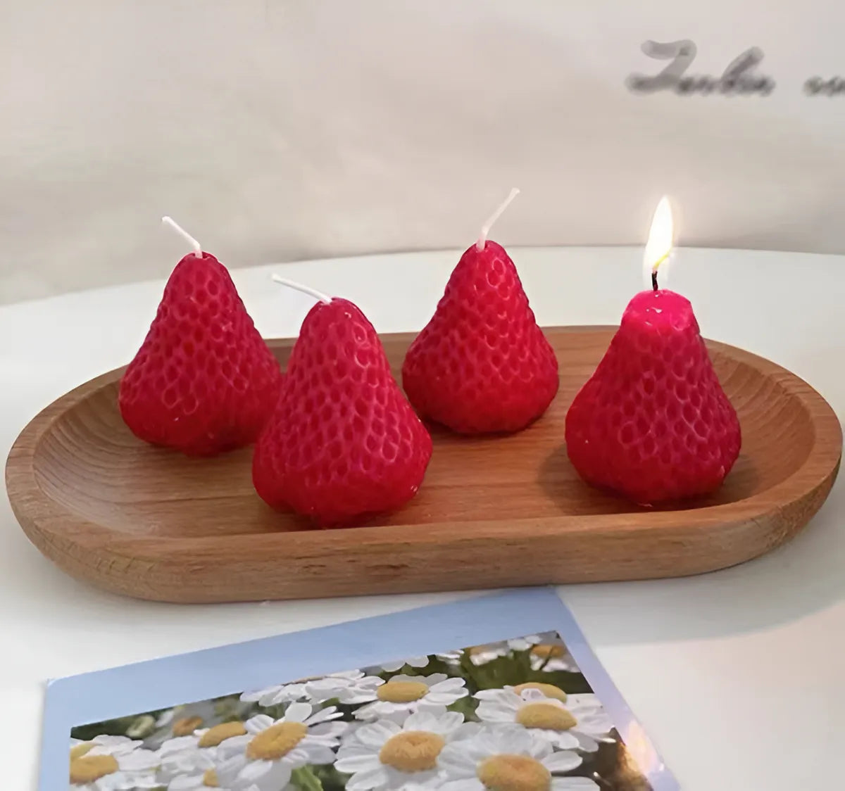 Molde De Silicona Frutilla Velas Arte Cera De Soja Reposteria