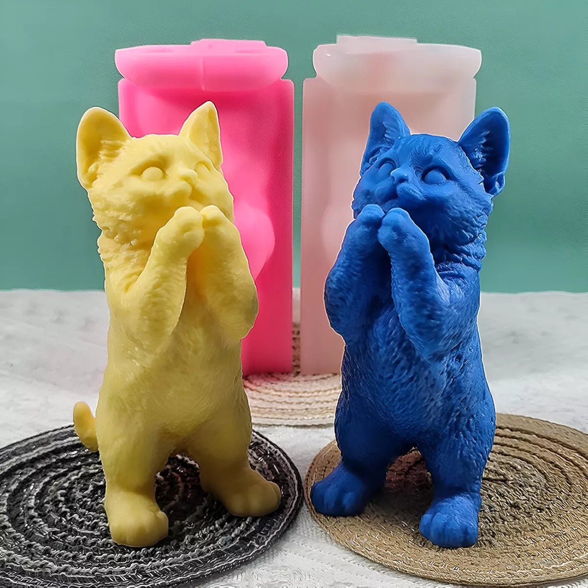Molde Gato Grande Yeso Velas Resina Epoxi Souvenir Artesania