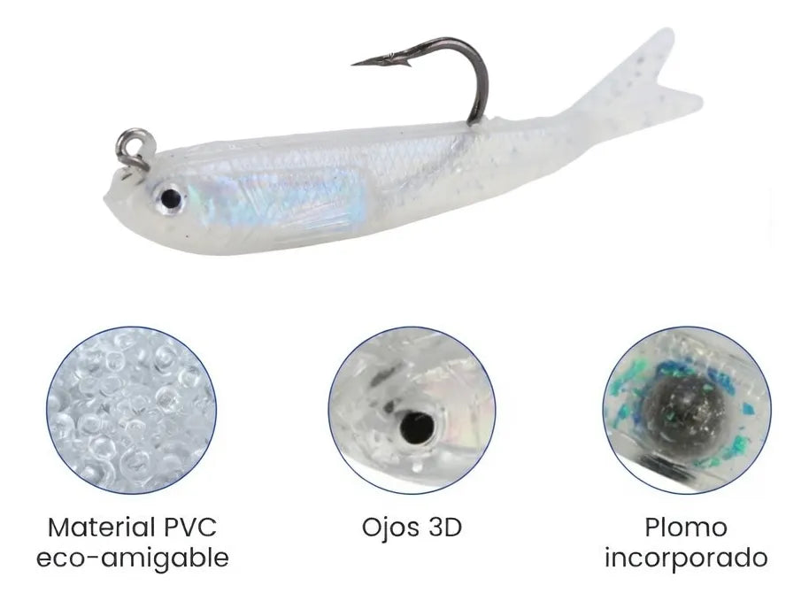 10 Señuelos Pesca Mojarra Con Anzuelo De Silicona Realista