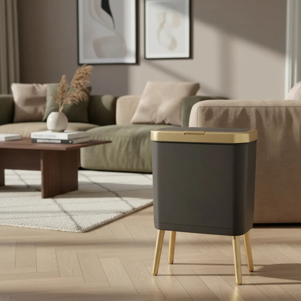 Papelera Moderna Abre Facil Ideal Dormitorio Capacidad 15lt negra
