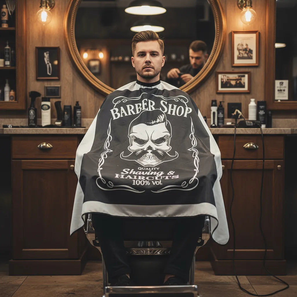 Capa De Corte Peluqueria Barberia Color Negro Delantal