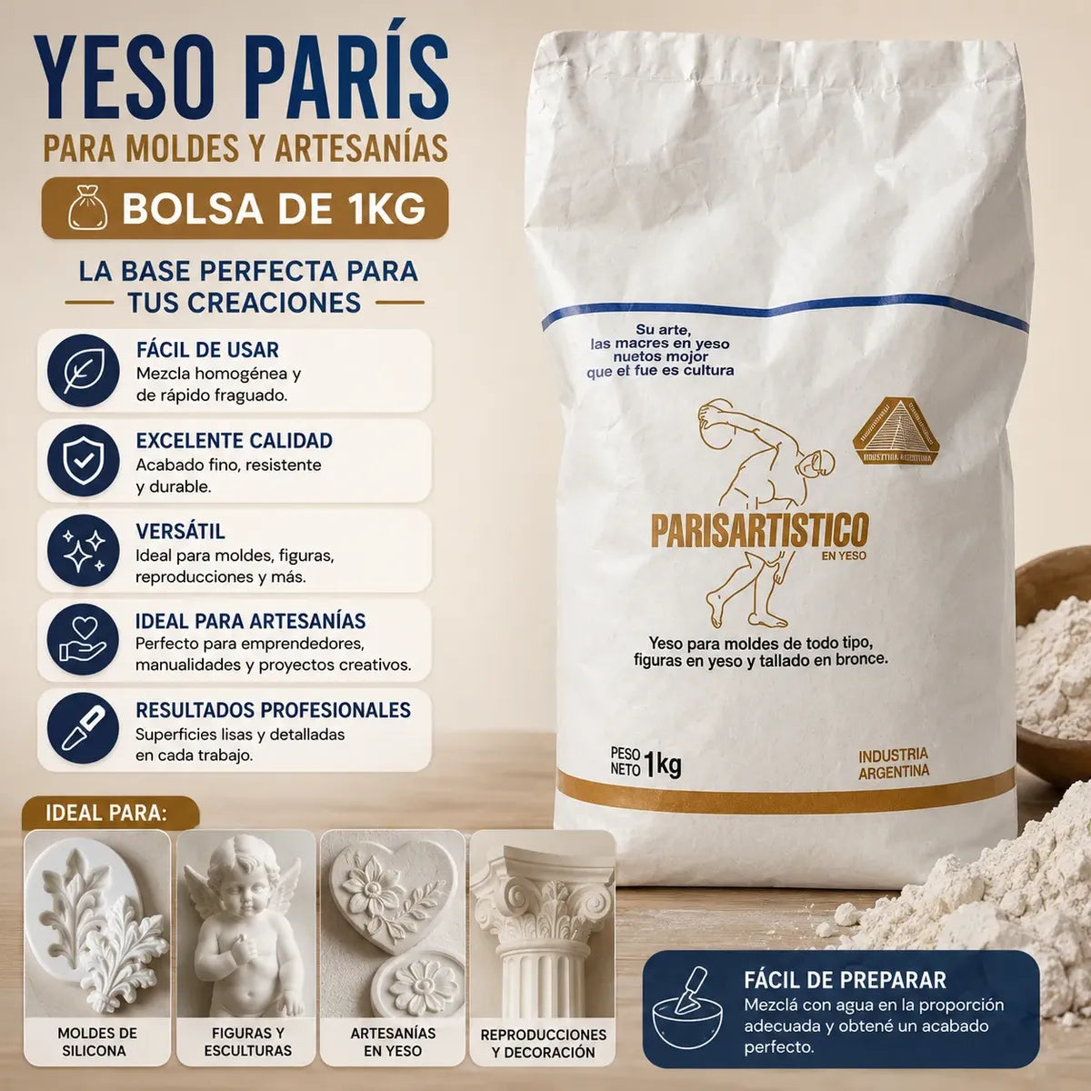 Yeso Paris Bolsas De 1kg Artesanias En Polvo Paris Pescio
