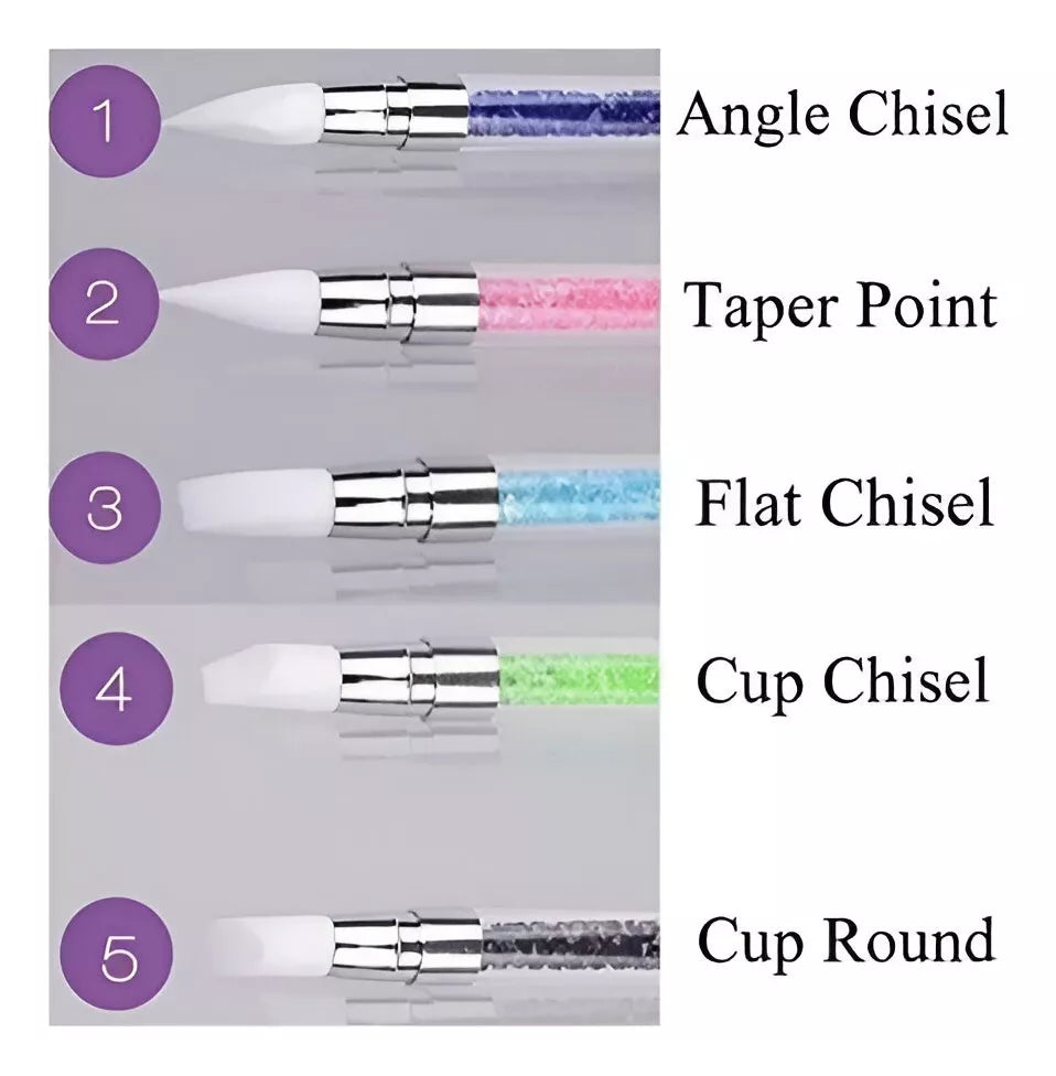 Pincel De Silicona Para Uñas X5 Doble Punta Decoración Nail