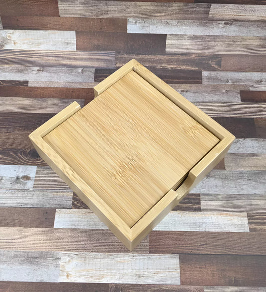 Posavasos De Madera Natural Bambu 10x10 Cm X4 Unid
