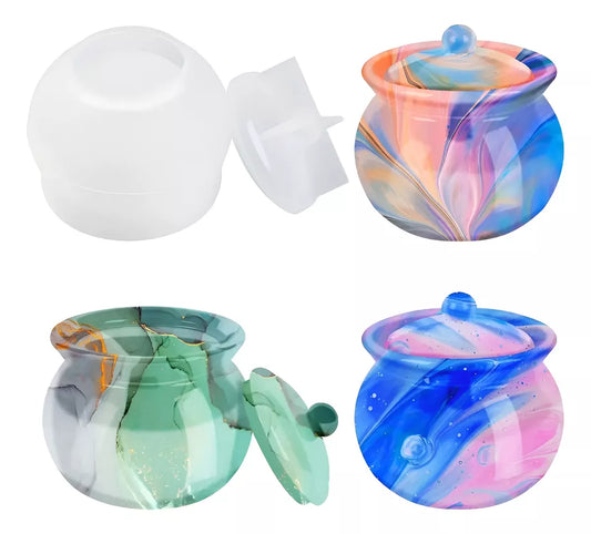 Molde Silicona Resina Epoxi Caramelera Redonda Con Tapa