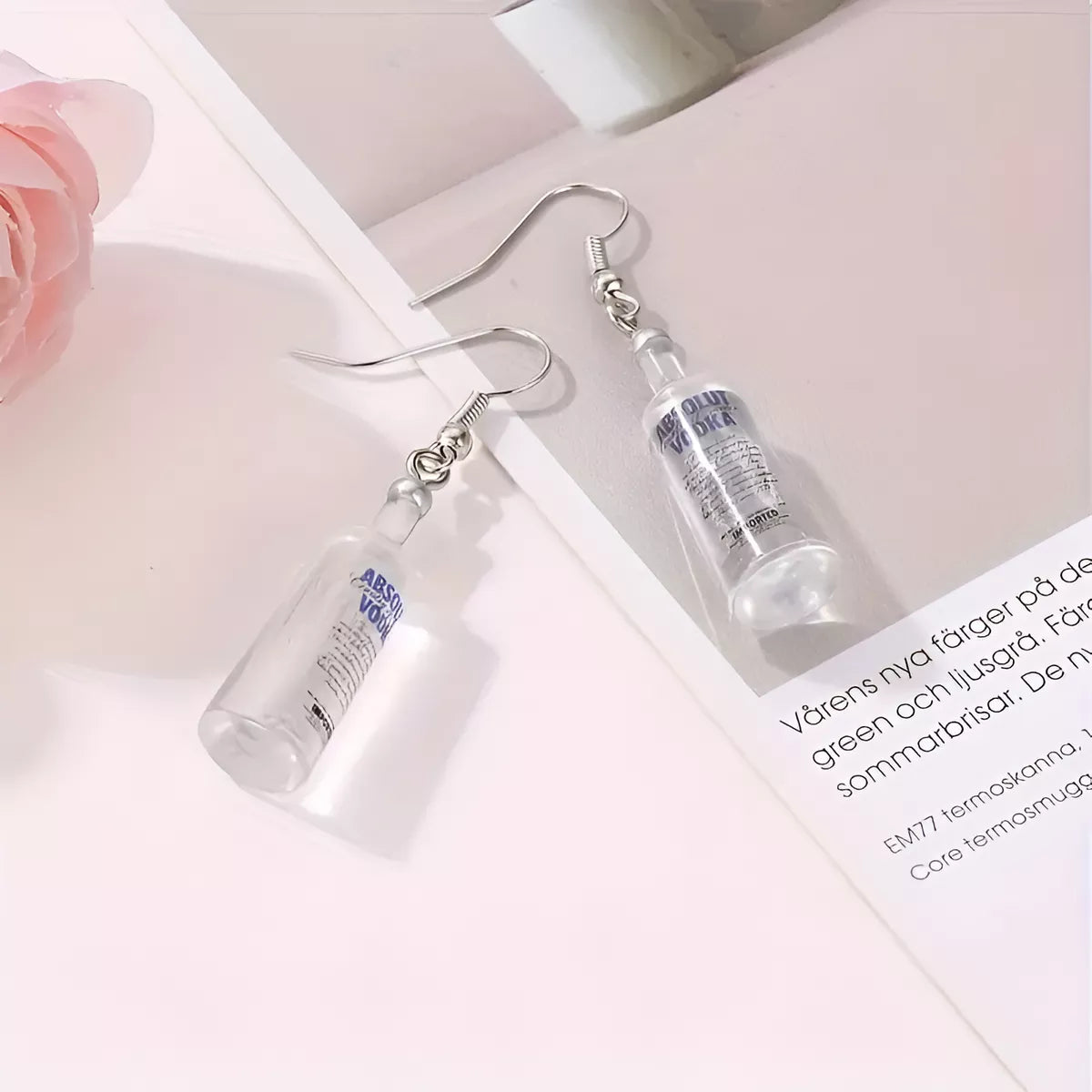 Set X2 Caravanas Forma De Botella Vodka Absolut Vodka