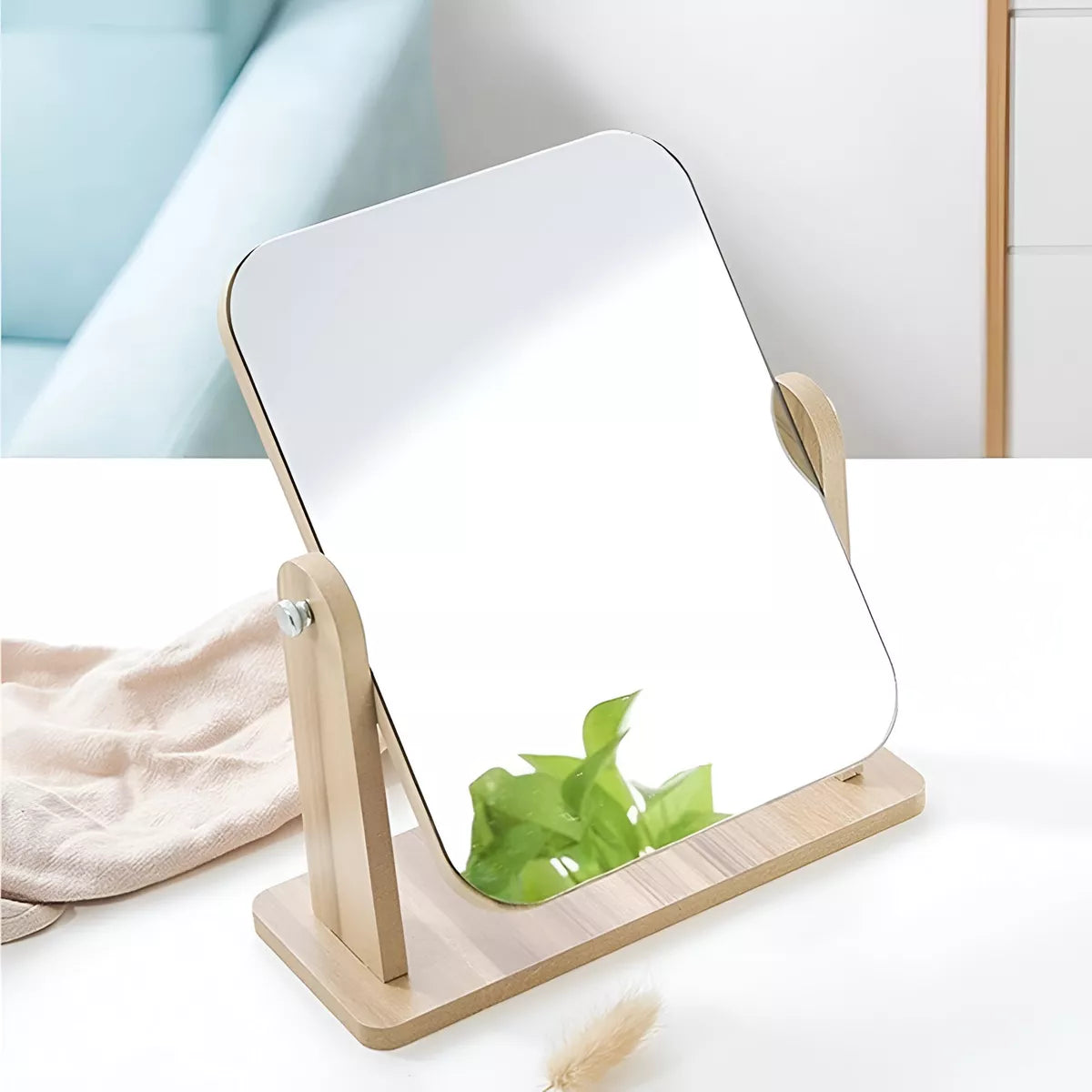 Espejo De Maquillaje Moderno Madera Mdp Grande 19x24,5cm