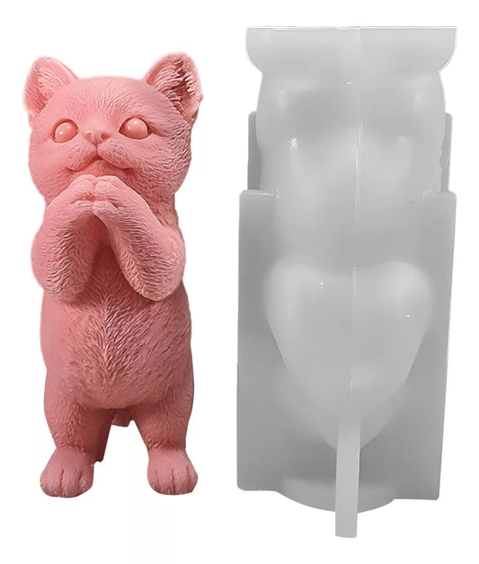 Molde Gato Grande Yeso Velas Resina Epoxi Souvenir Artesania