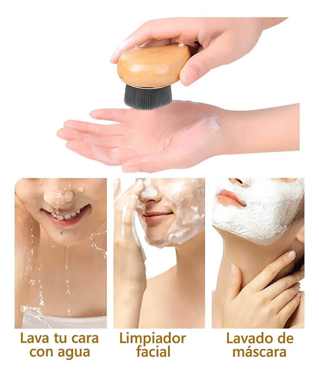 Cepillo Limpieza Facial Bamboo Natural Suave Piel Sensible
