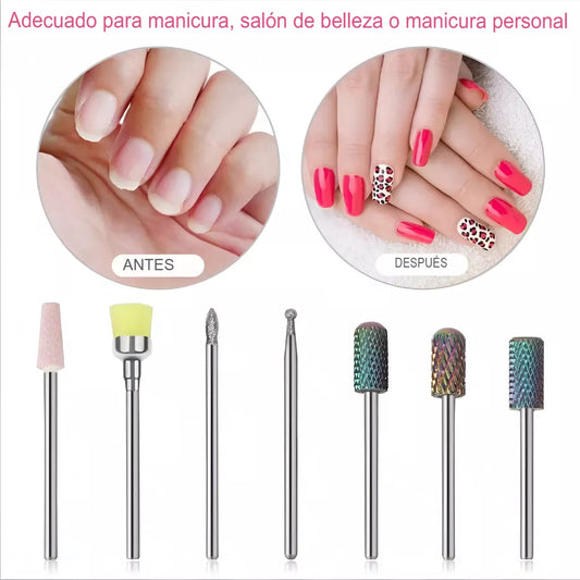 Juego De Fresas Combinadas De 7 Piezas Para Manicura Premium