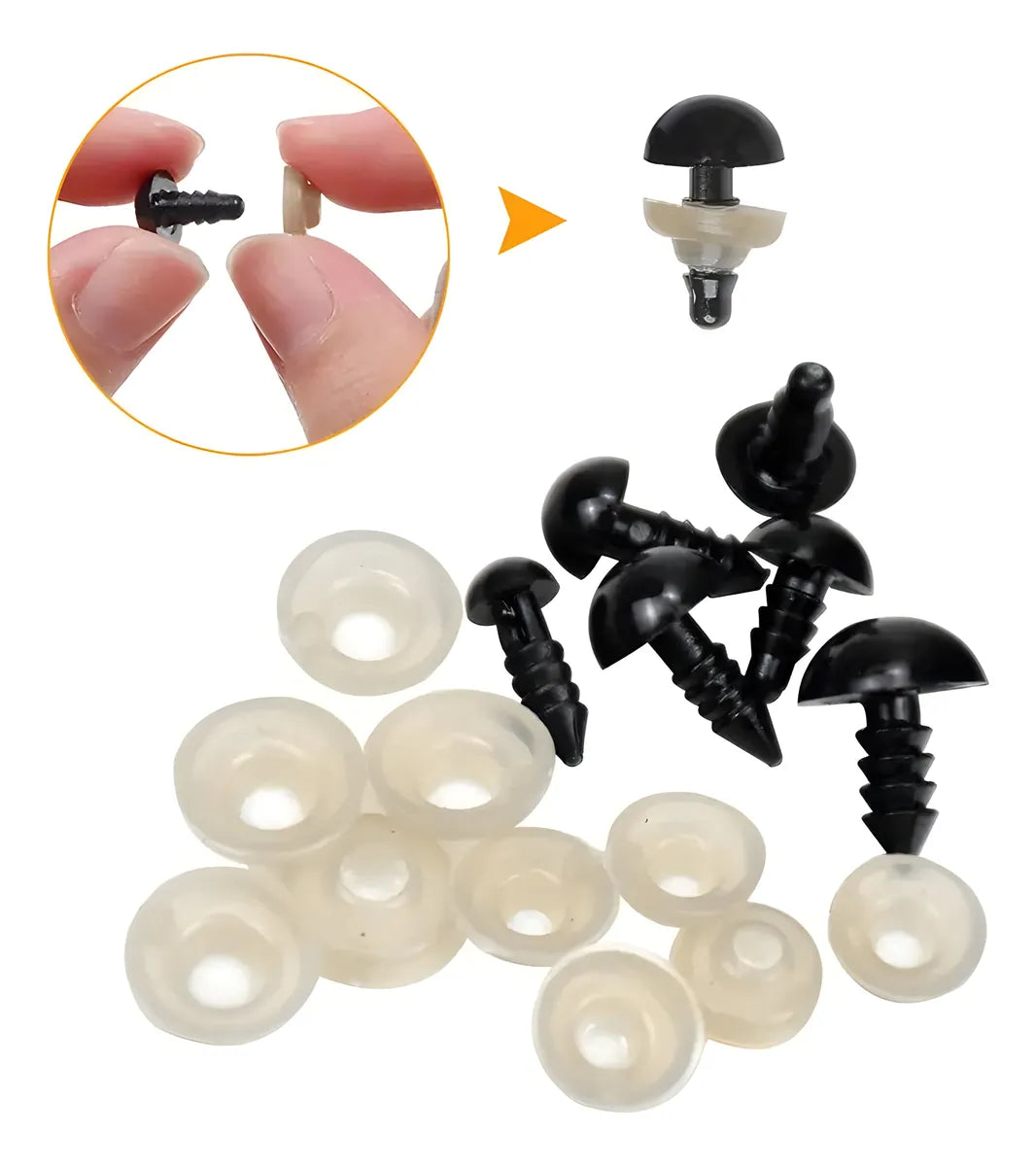 Ojos Para Muñecos Amigurumi 12 Mm Negro Crochet X100un