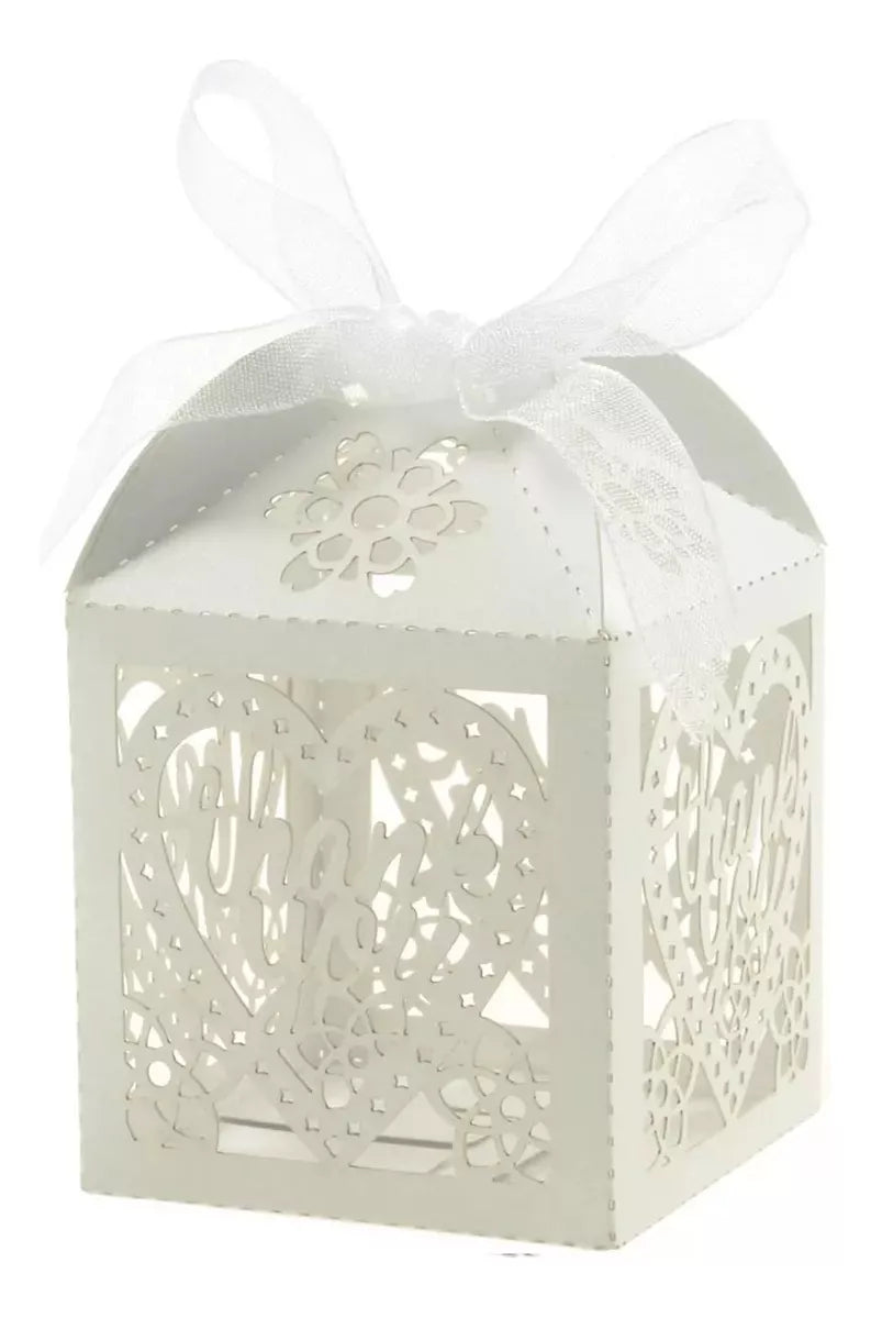 Caja Craquelada "Thank You" con cinta incluida x10un 5cmx5cmx7cm