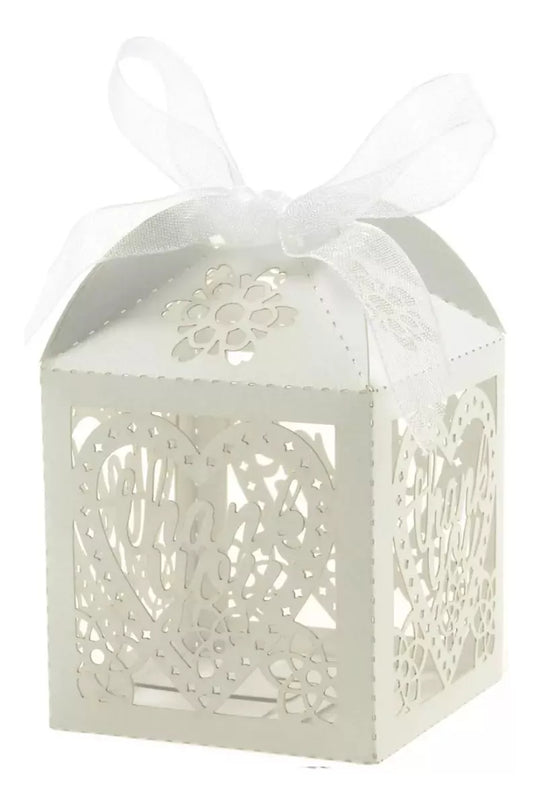 Caja Craquelada "Thank You" con cinta incluida x10un 5cmx5cmx7cm