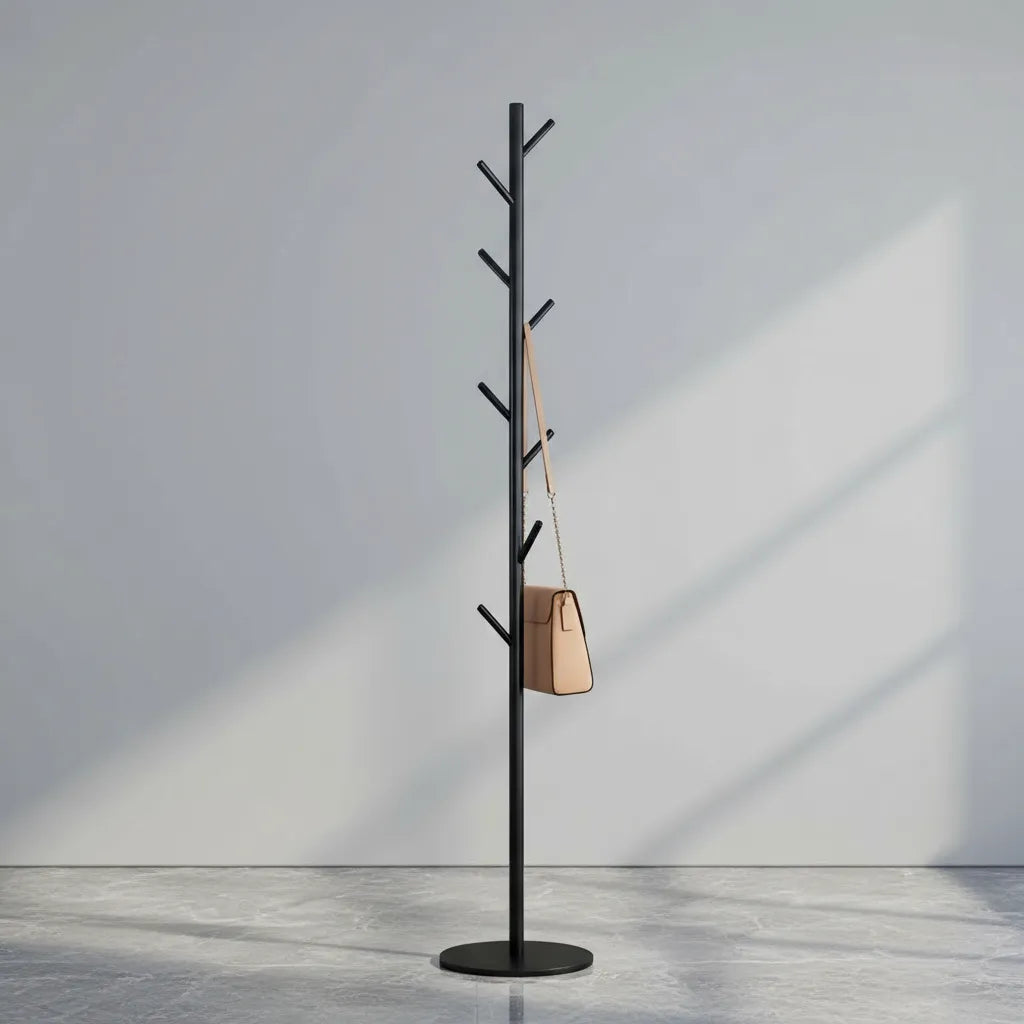 Perchero Moderno Nordico Estructura Piedra Marmol Y Metal NEGRO