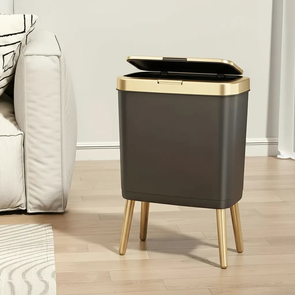 Papelera Moderna Abre Facil Ideal Dormitorio Capacidad 15lt negra