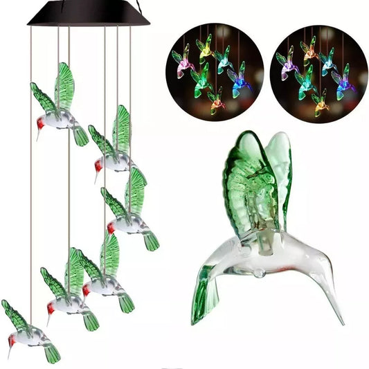 Colgante Colibrí Led Batería Recargable Con Panel Solar