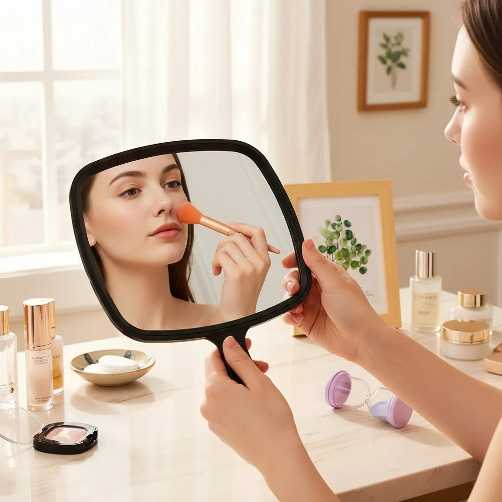 Espejo de mano negro grande ideal tocador maquillaje FEDE ADELANTE 014
