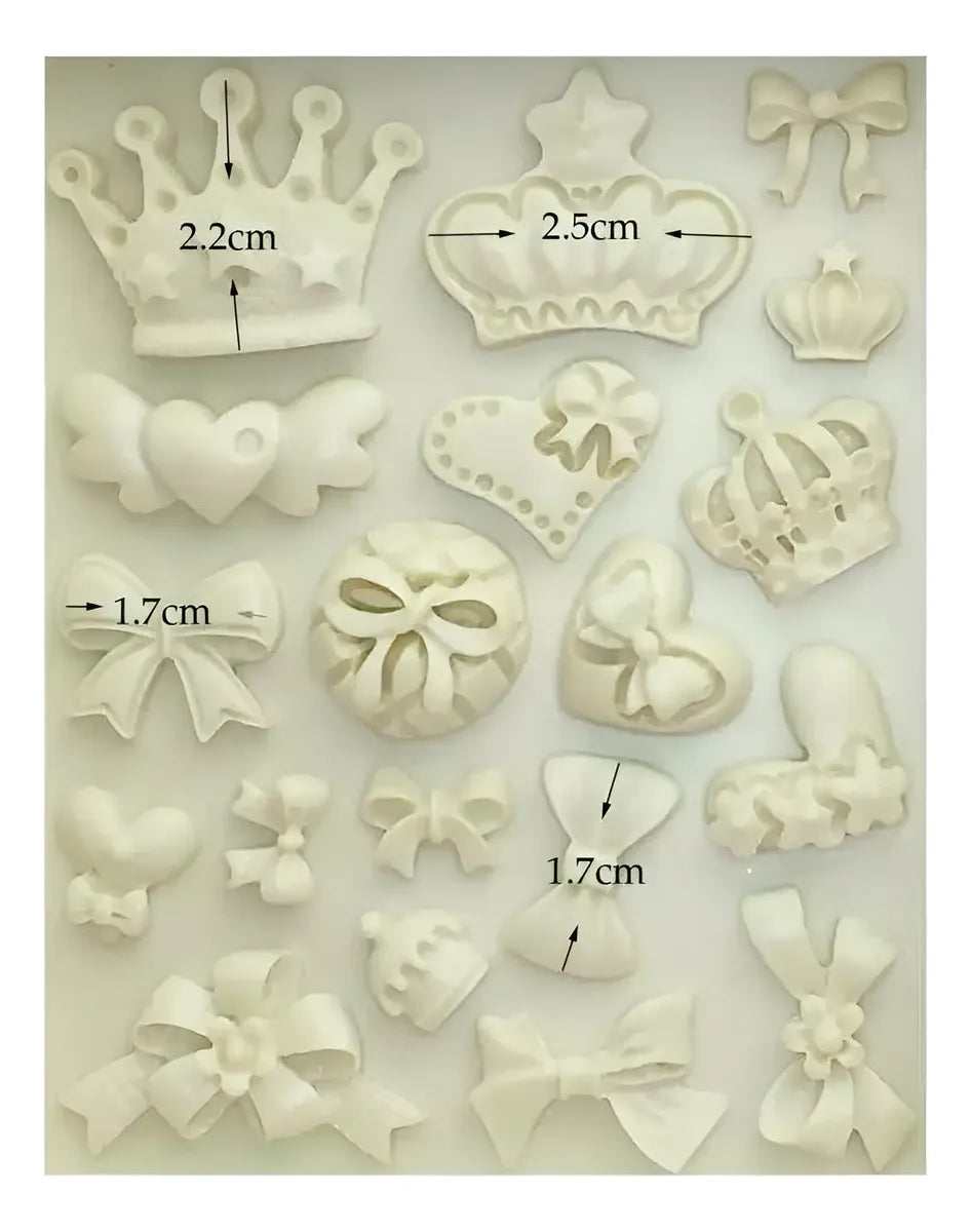 Molde De Silicona Coronas Corazon Vario Decoracion De Tortas R-028