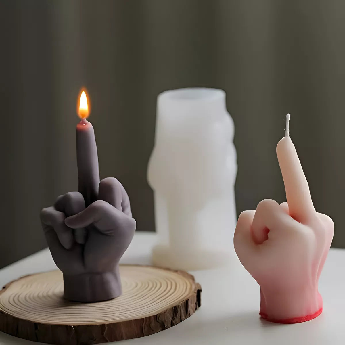 Molde De Mano Dedo Central Ideal Velas Decoración Divertida