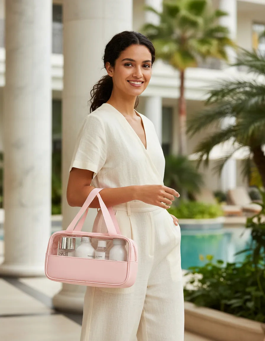 Neceser Estuche De Viaje Elegante Ideal Cosméticos Rosa FEDE ADELANTE 01