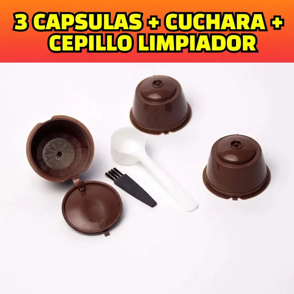 Capsulas Reutilizables Maquinas Dolce Gusto Café X3 unidades + cuchara y cepillo