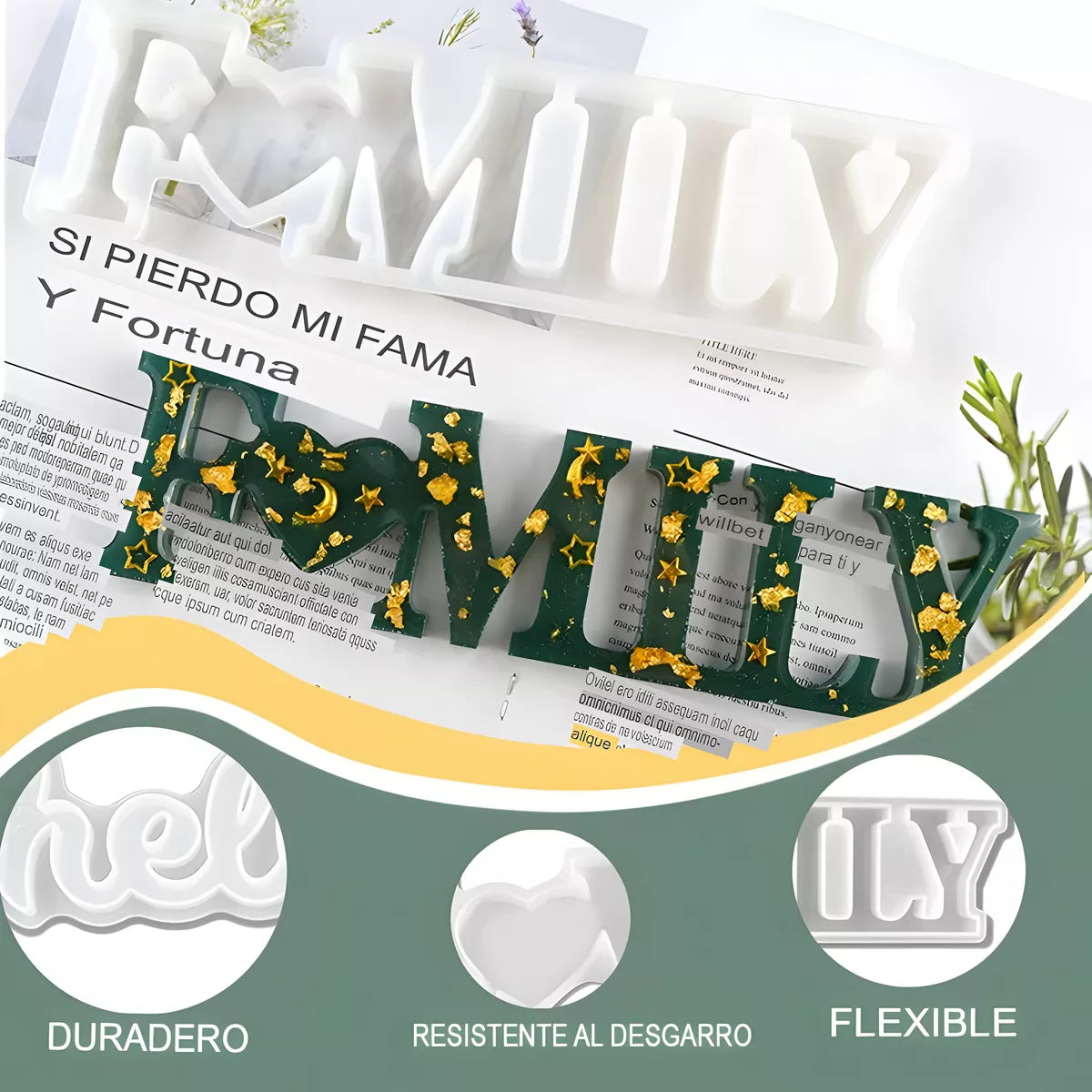 Molde De Resina Epoxi Letras Family Ideal Decoracion Hogar