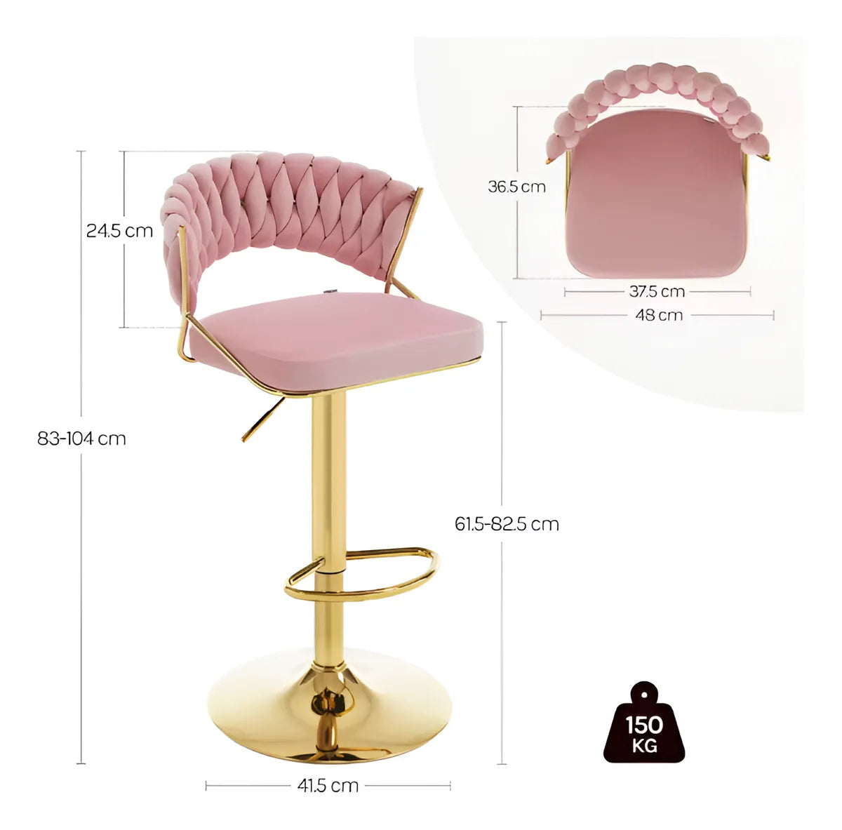 Silla Butaca De Tela Moderna De Metal Con Ajuste De Altura Rosa o Blanco