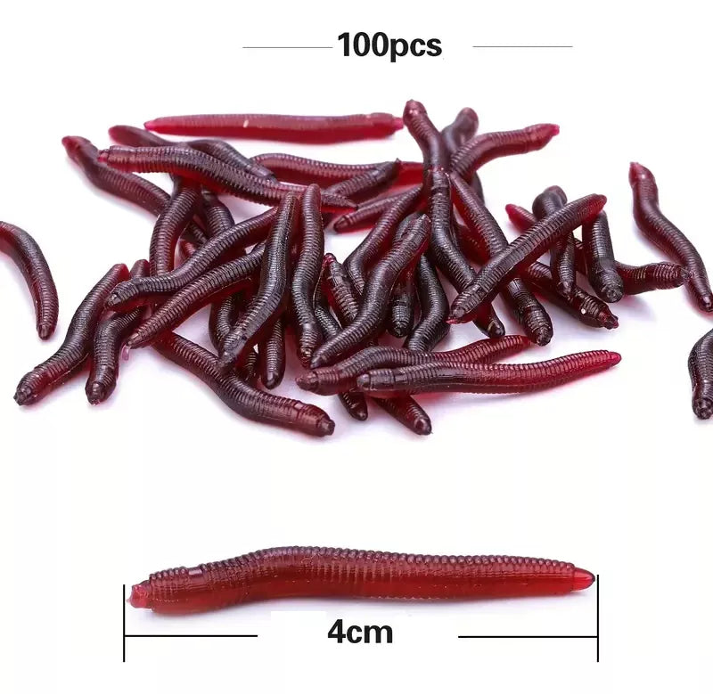 Lombriz Falsa Señuelo De Pesca 4cm Ecologica X100un Carnada o broma Chasco