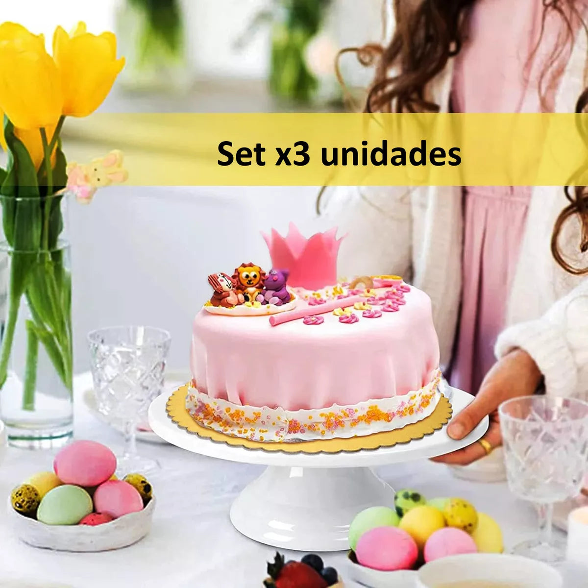 Pack 3 Discos Base Bandeja Para Torta Dulce Decoración 25cm DORADA