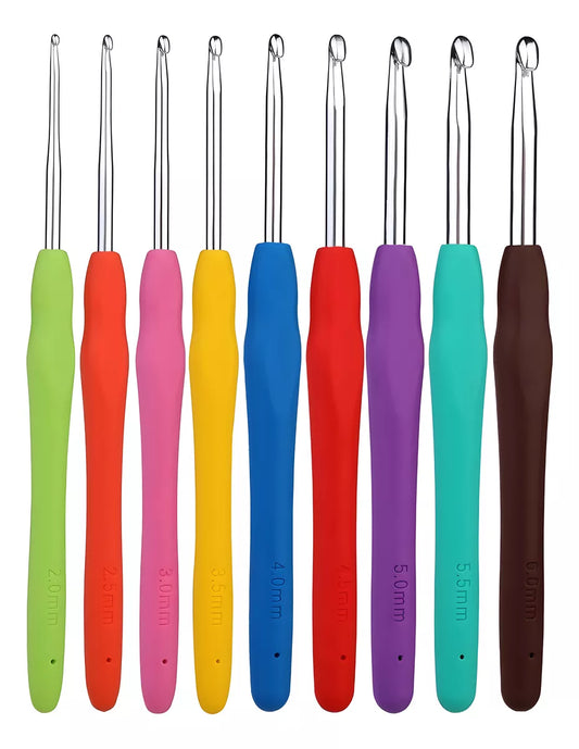 Set De Agujas De Crochet Antideslizante Varias Medidas